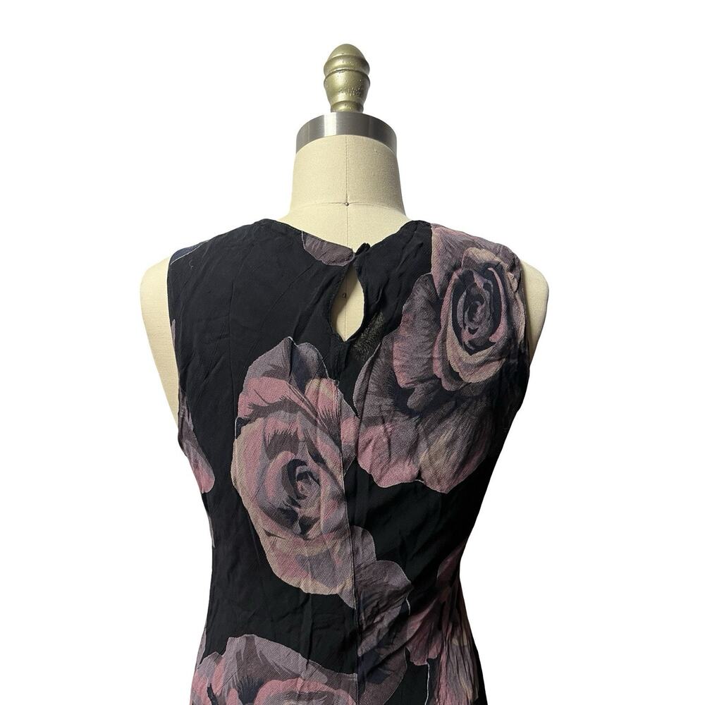 Vintage Nostalgia 90s Y2K bias cut Black Purple floral maxi dress rayon sz S - Picture 7 of 12